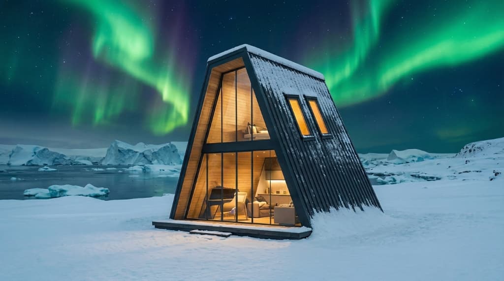 A-Frame property investment at night